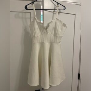Lulu's Ivory Ruffled Bust Mini Dress